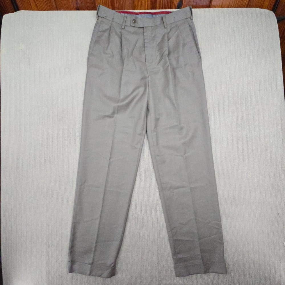 Vintage Louis Raphael Dress Pants Mens 32x32 Beige Rosso Pleated Classic 90s